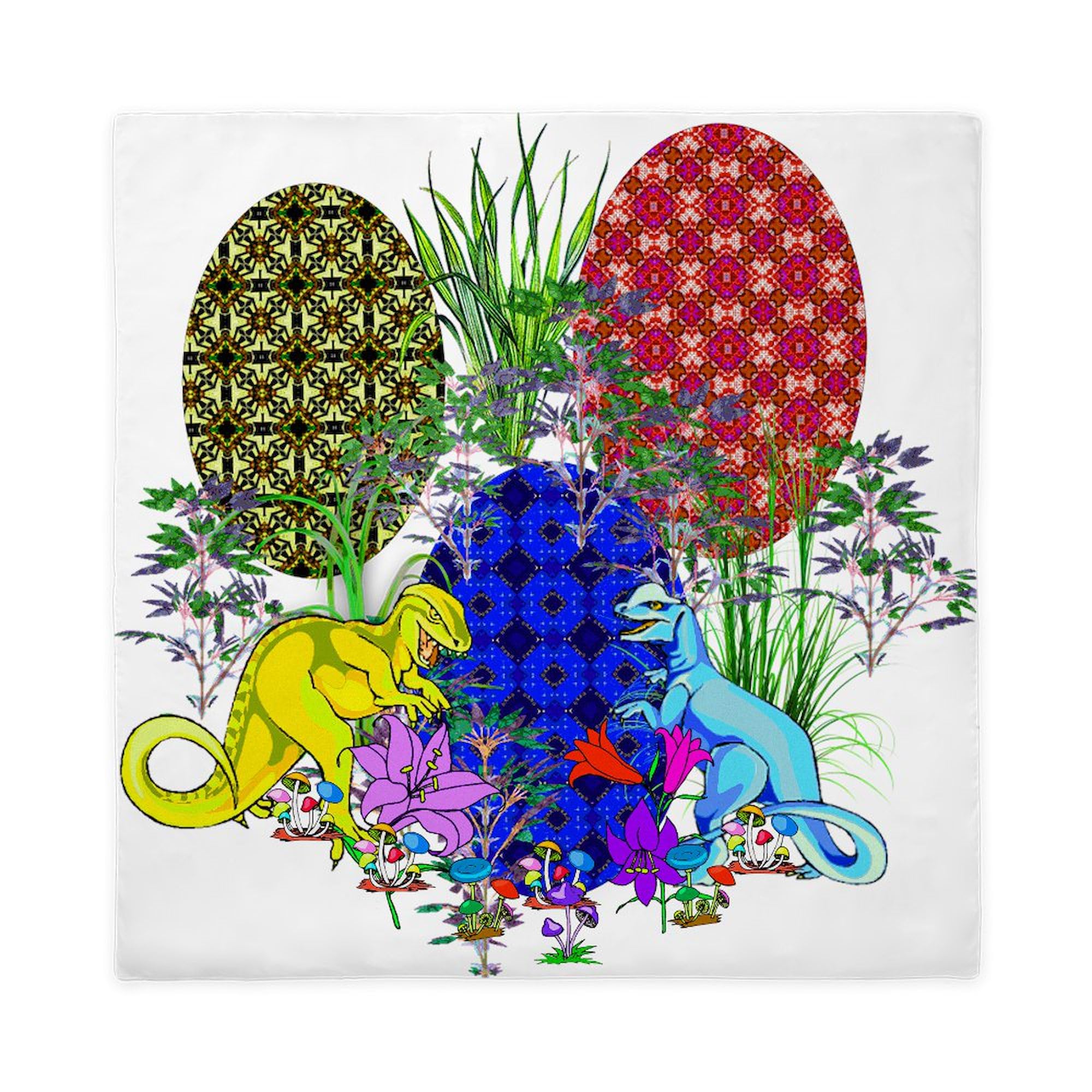 CafePress Dinosaur Easter Eggs Queen Duvet Cover, Printed Comforter Cover, Unique Bedding