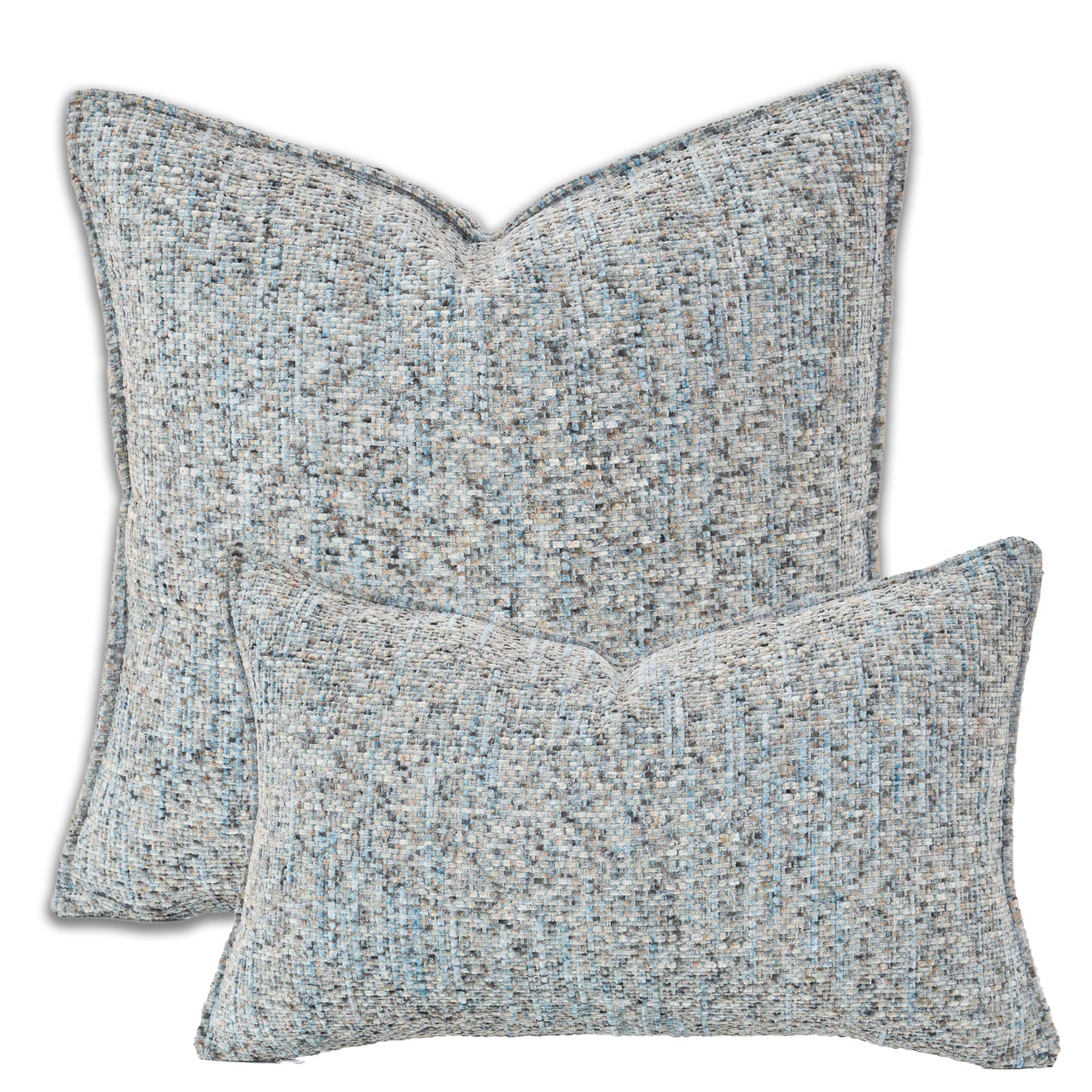 Yonous Azure Premium Series Tweed Style Cushion Covers, Linen Woven Textured Luxury Thick Throw Pillow For Home Décor, 18X18 Inch / 45 X 45 Cm