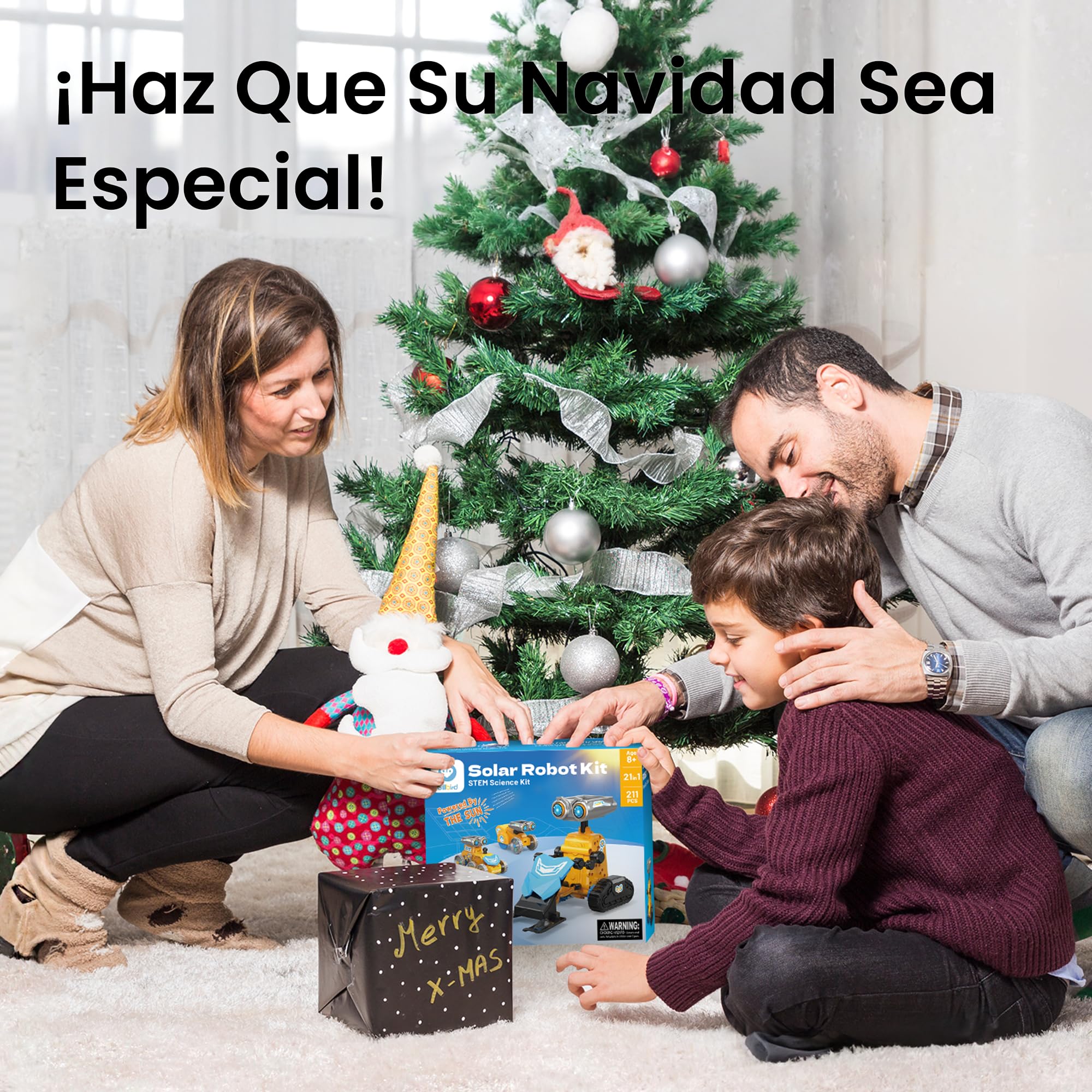 Sillbird 21 en 1 Kit Solar Robot, Stem Kit de Montaje Robótico Accionamiento Dual Solar y de Batería, Navideños Cumpleaños Juguetes Niños 8 9 10 11 12 13 Años (211Piezas)