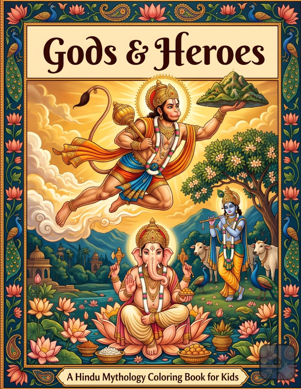 Gods & Heroes: A Hindu Mythology Coloring Book for Kids: The Age of Gods: Hindu Mythology in Line Art