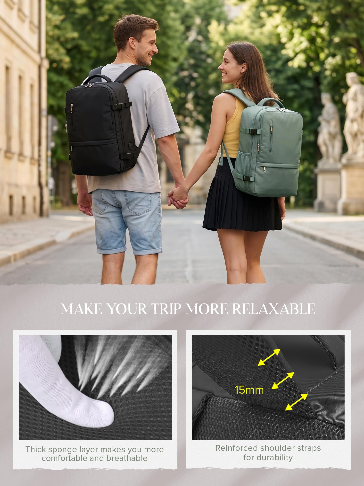 Hayayu Borse da Cabina per Ryanair 40x30x20 Bagaglio a Mano Zaino Borsa Zaino da Viaggio Il Sedile Zaini per Ryanair bagaglio a mano Borsa Cabina Viaggio Backpack Travel Casual Daypack