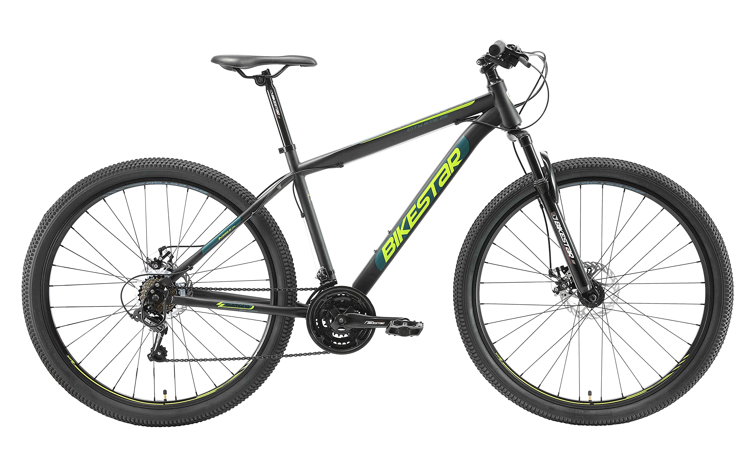 BIKESTAR Bicicleta de montaña Hardtail, 21 Marchas Shimano 26, 27.5, 29" Pulgadas | Mountainbike con Frenos de Disco Cuadro 15, 17, 19" MTB