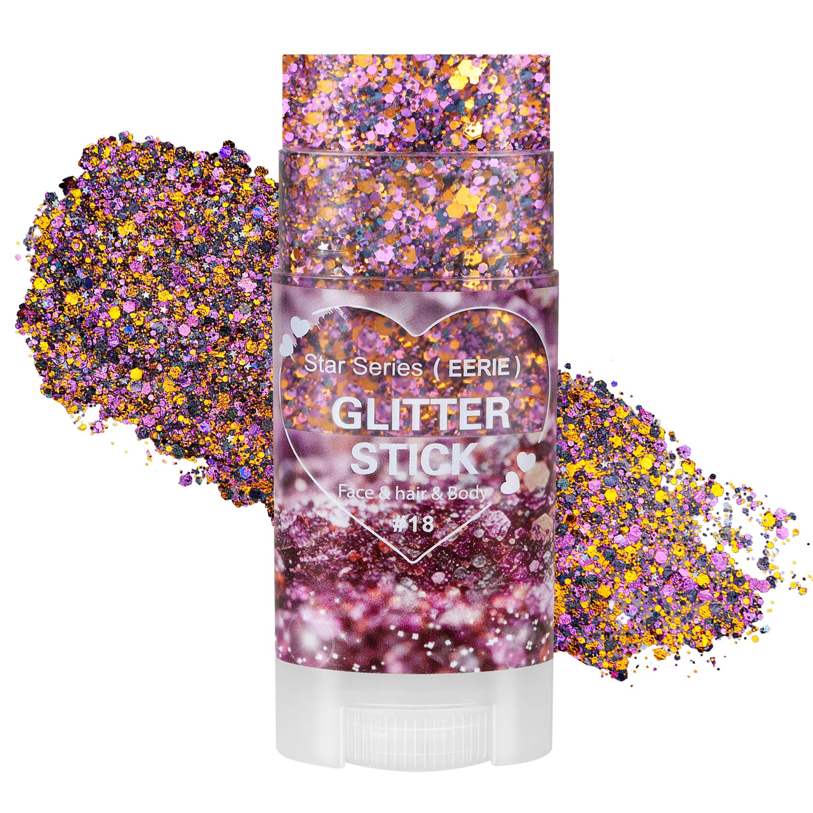 Mysense Halloween Glitter Stick,Black Purple Orange Face Hair Body Glitter
