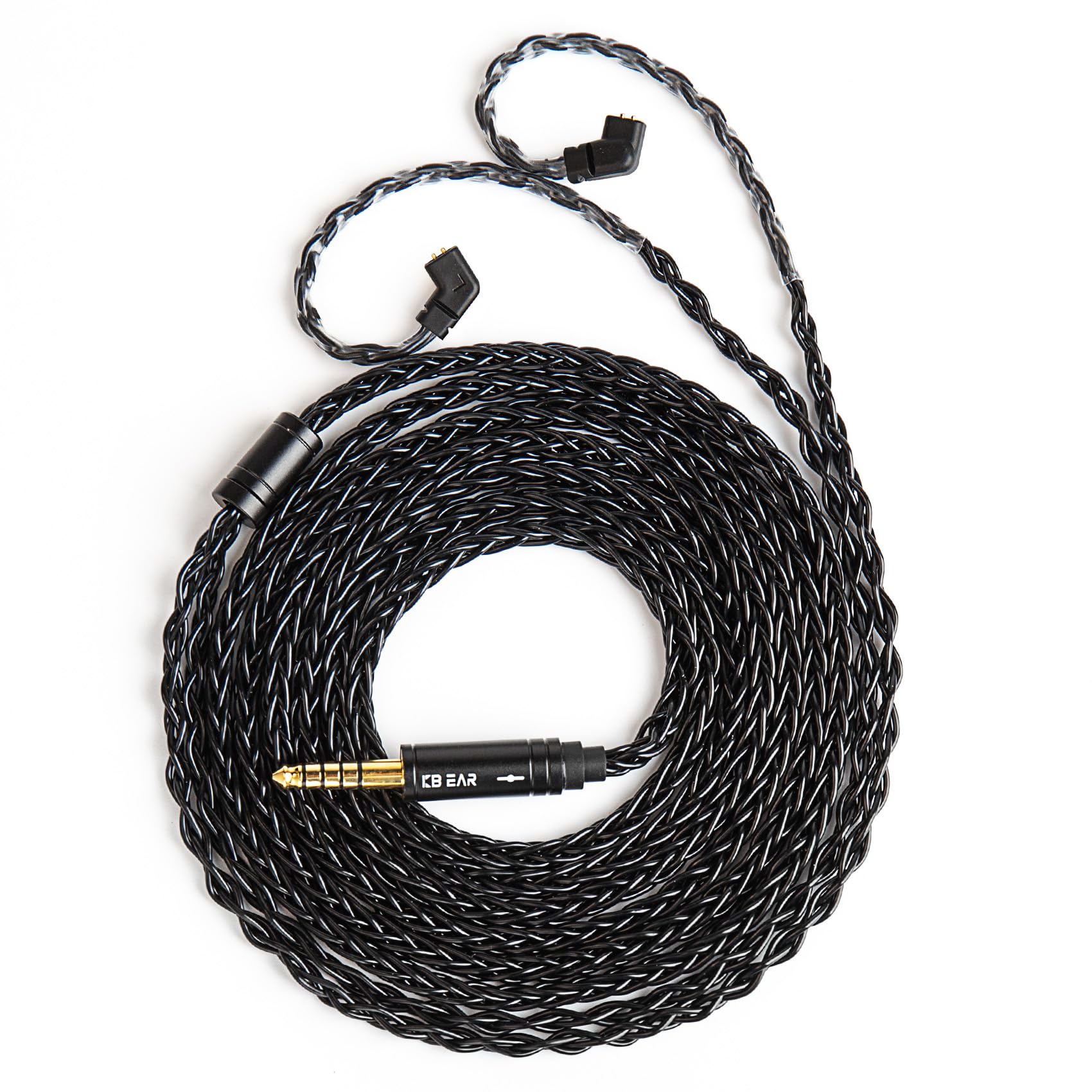 KBEAR ST12 Plus 8 Core 4N OFC - Cable IEM largo de 2 pines empotrado para auriculares HiFi, para auriculares HiFi KZ ZS10 PRO/ZSN PRO X/CCA CRA (negro, QDC, 4,4 mm)