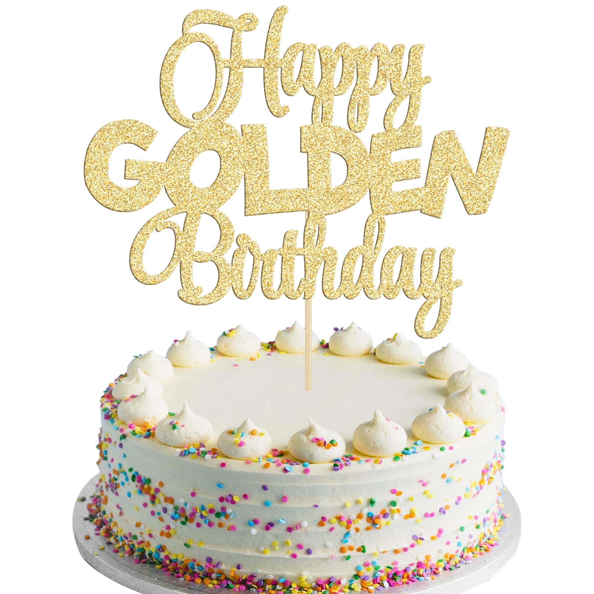 Amazon.com: Gyufise 1Pc Happy Golden Birthday Cake Topper 1