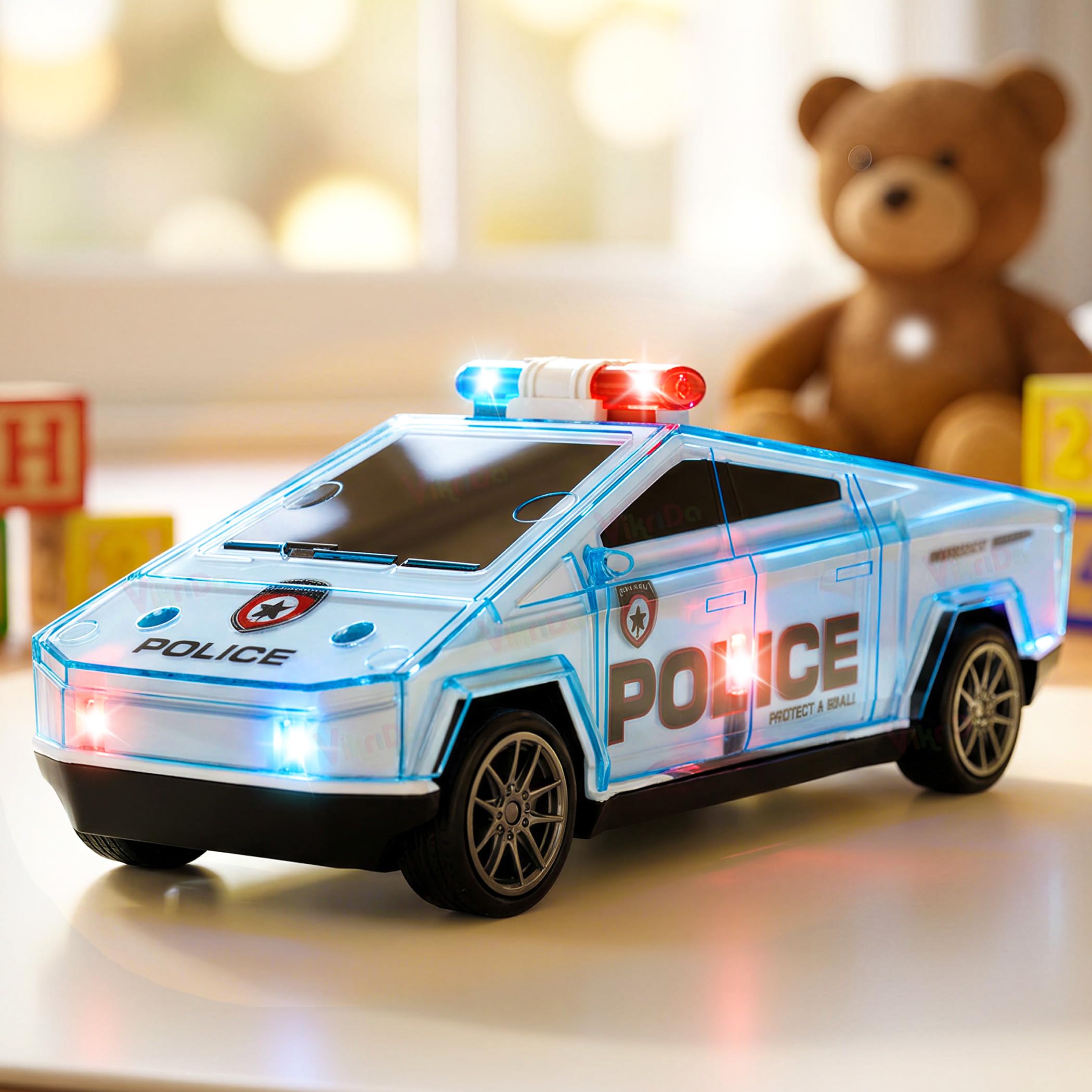 VikriDA Push & Go Police Patrol Car Toy for Kids with Flashing Lights & Music – Friction Powered City Guard Vehicle with Realistic Sound Effects-image-49