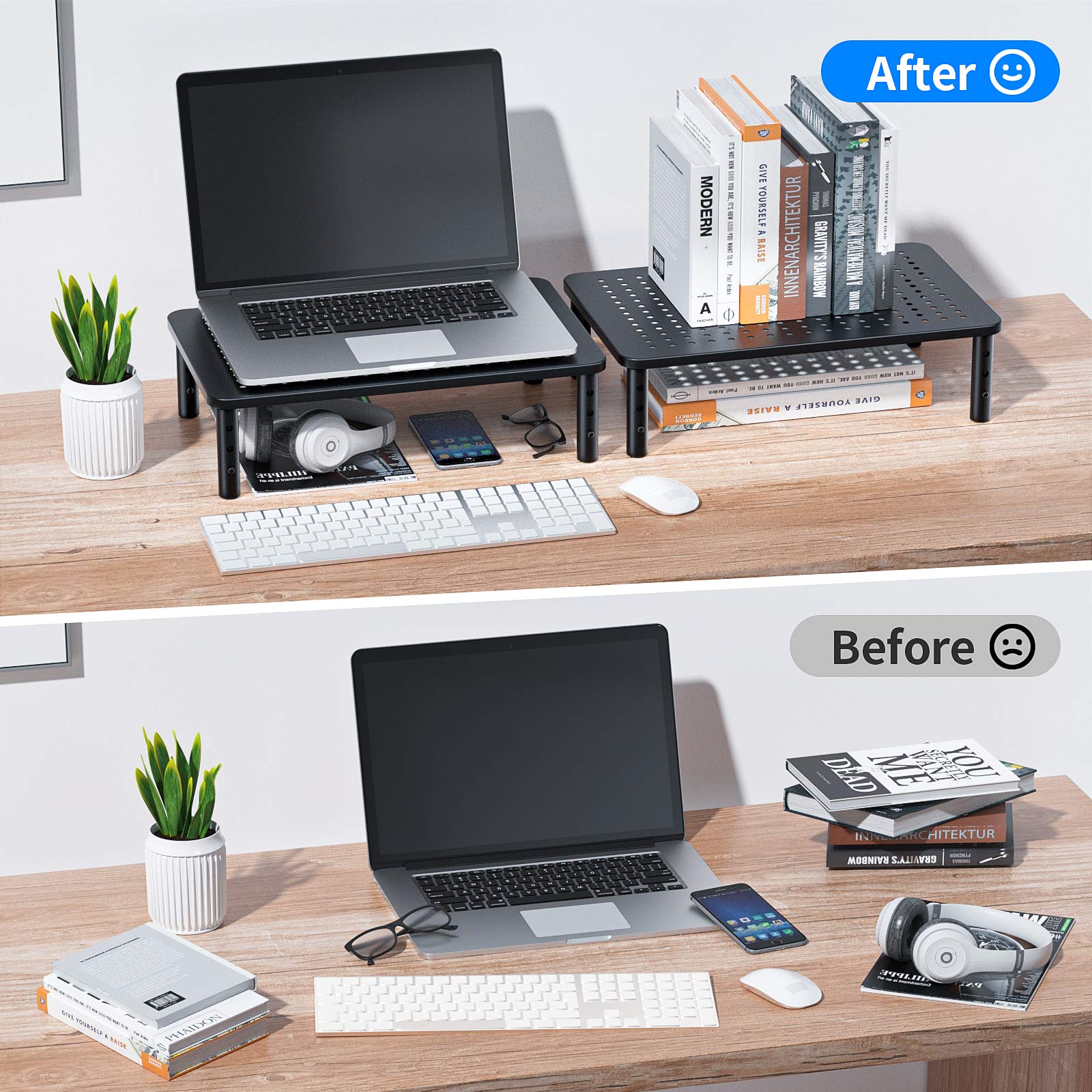 HUANUO Monitor Stand Riser 3 Height Adjustable Monitor Stand for Laptop, Computer, iMac, PC