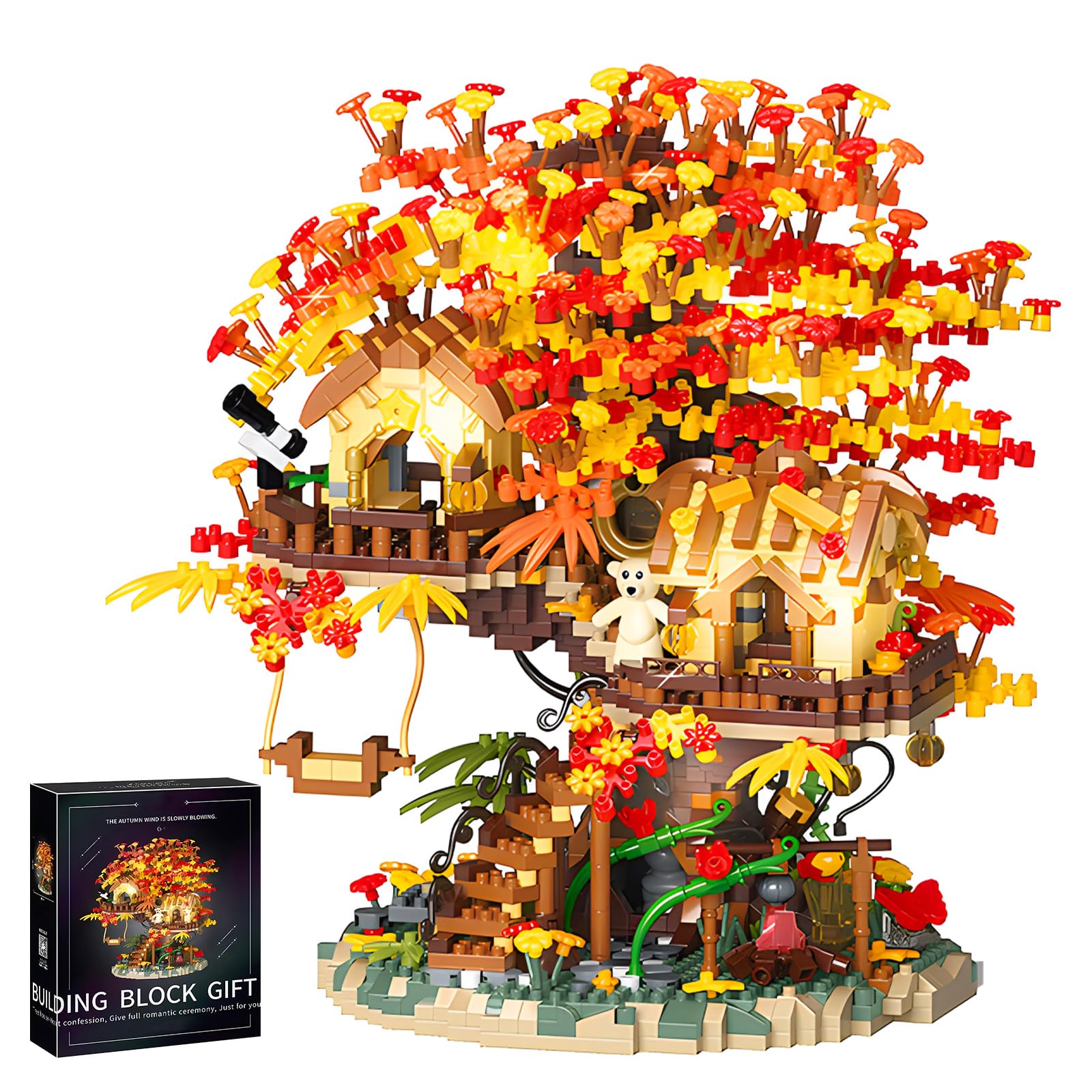 HJPLPXH Cherry Blossom Bonsai Tree House Building Blocks Set Plants Flowers Treehouse Architecture Micro Mini Block Kits Gift for Adults(2725 Pieces)