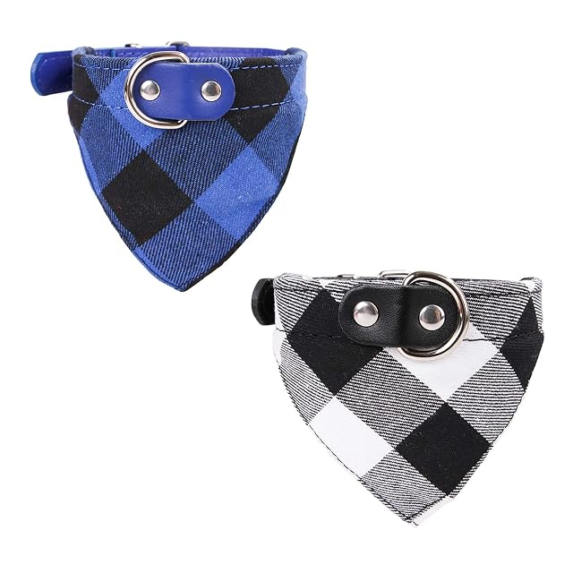 Newtensina 2 Piezas Tartán Pañuelo para Perros Lindo Perrito Pañuelo Ajustable Perrito Collar Bufanda…