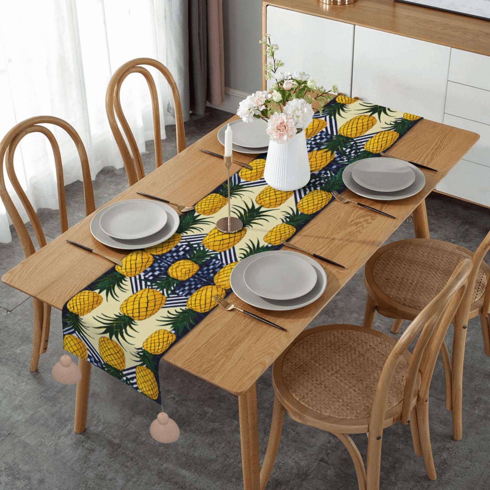 Chemin de table imprimé ananas déco table de salle à manger mariage et ferme moderne