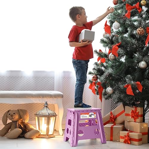 Miniatura 215 de Taburete plegable resistente de alta calidad de 13 pulgadas de altura para adultos, taburete de cocina, jardín, baño, color blanco Blanco,Bicolor