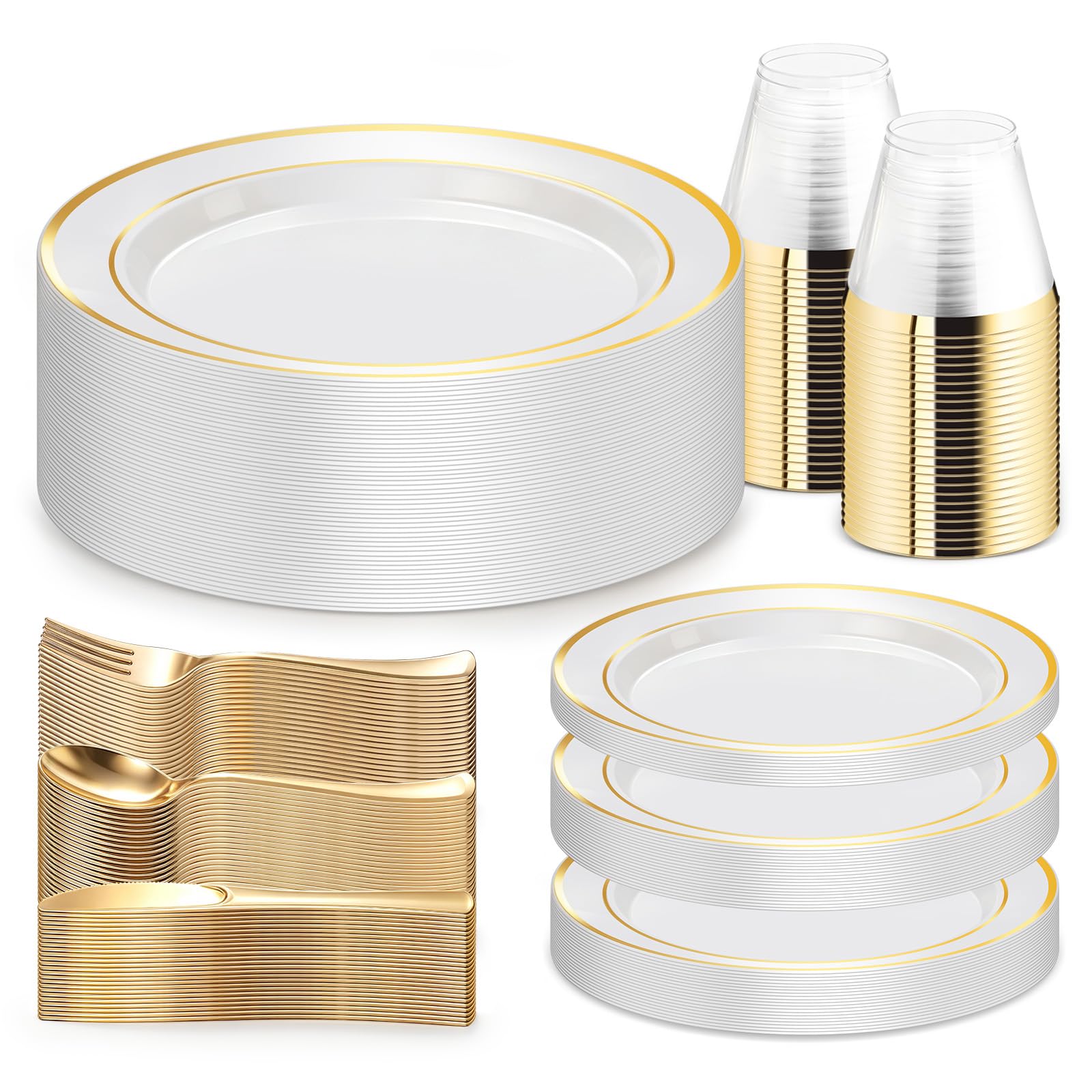 WELLIFE Silver Disposable Dinnerware Set - 600 Piece -13