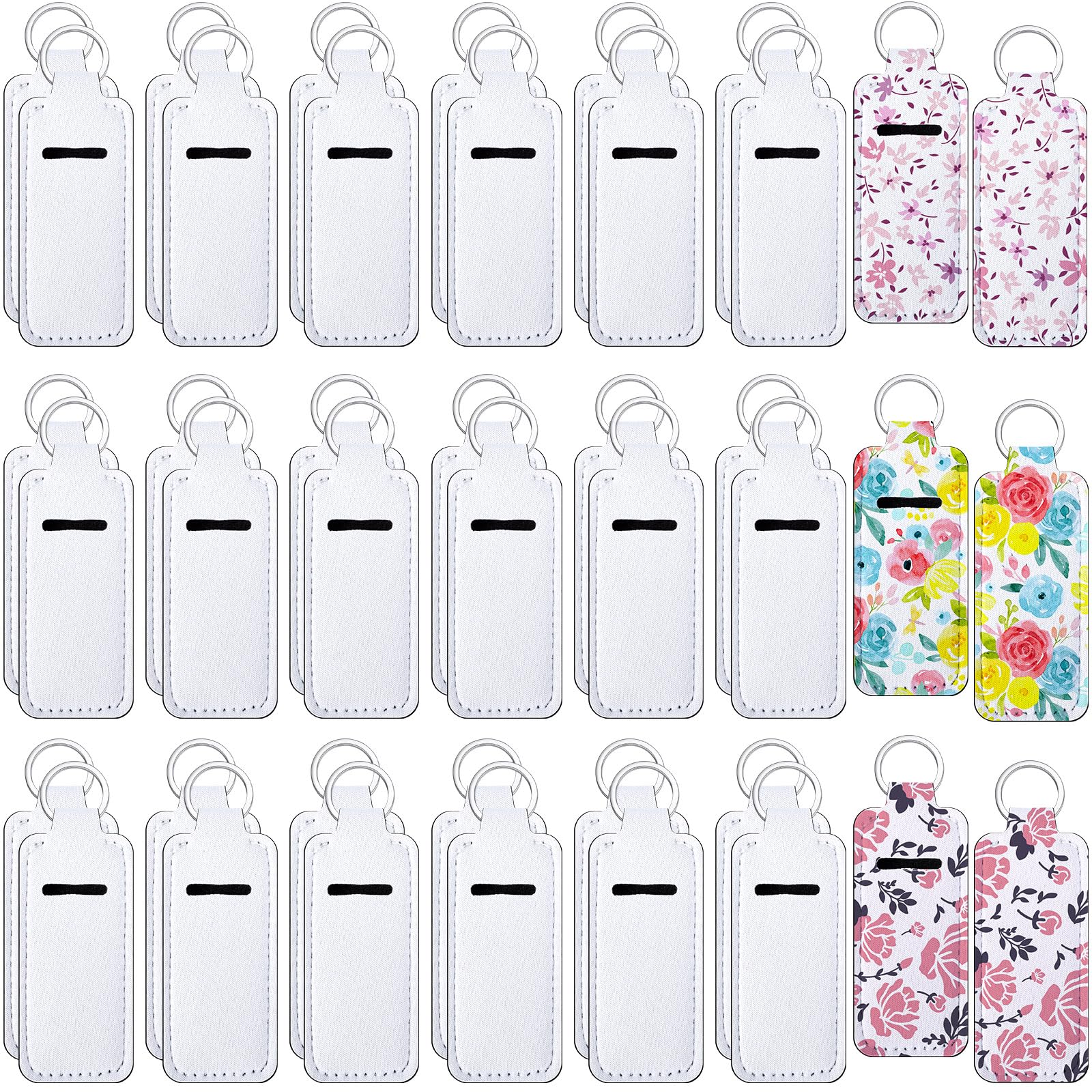 Hicarer Sublimation Lipstick Holder Keychain Bulk Blank Lipstick Neoprene Clip-on Sleeve Travel Key Ring Holder