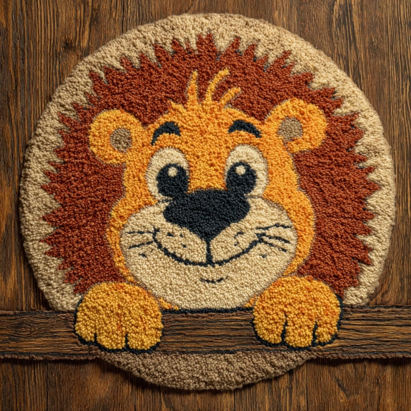 WallustrioaW Latch Hook Rug Kits for Adults Beginners,Cartoon Lion,DIY Craft Doormat Carpet Making Kit Tapestry Gift Home Decorations,50x50cm