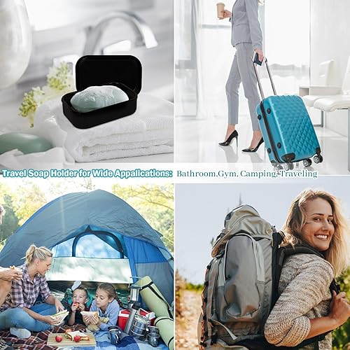 Miniatura 6 de Sakolla Contenedor de jabón de viaje a prueba de fugas con 2 capas de drenaje, soporte grande para barra de jabón para viajes, baño, campamento,