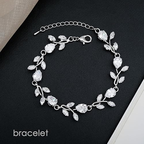 Miniatura 5 de Elegantes conjuntos de joyas nupciales transparentes con circonita cúbica para bodas, aretes, pulseras para pájaros, damas de honor, circonita