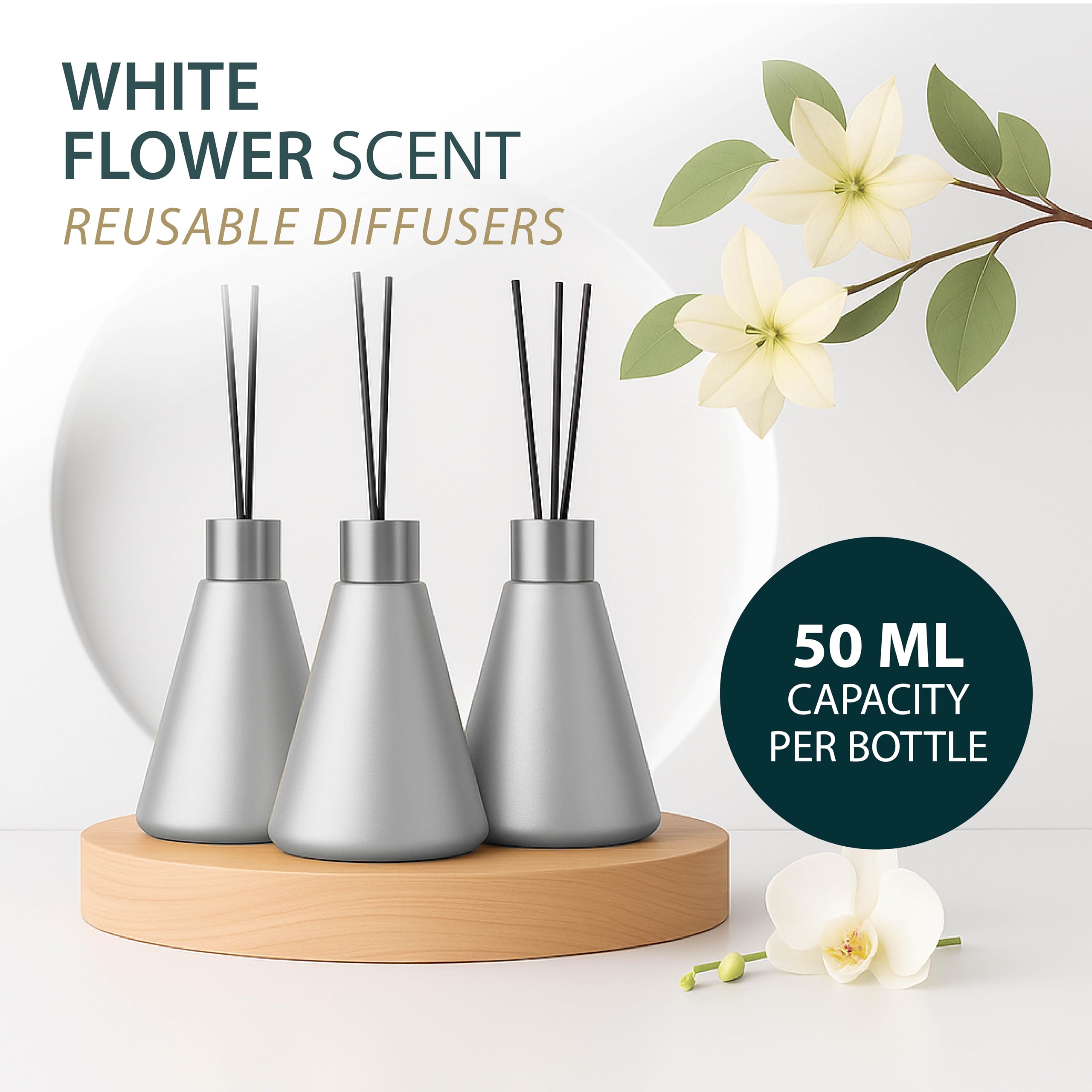 Mega Handles Diffusore a bastoncini, diffusore profumato per casa, elegante diffusore da bagno con bastoncini per decorazione mensole, deodorante decorativo per ambienti grandi, nichel satinato
