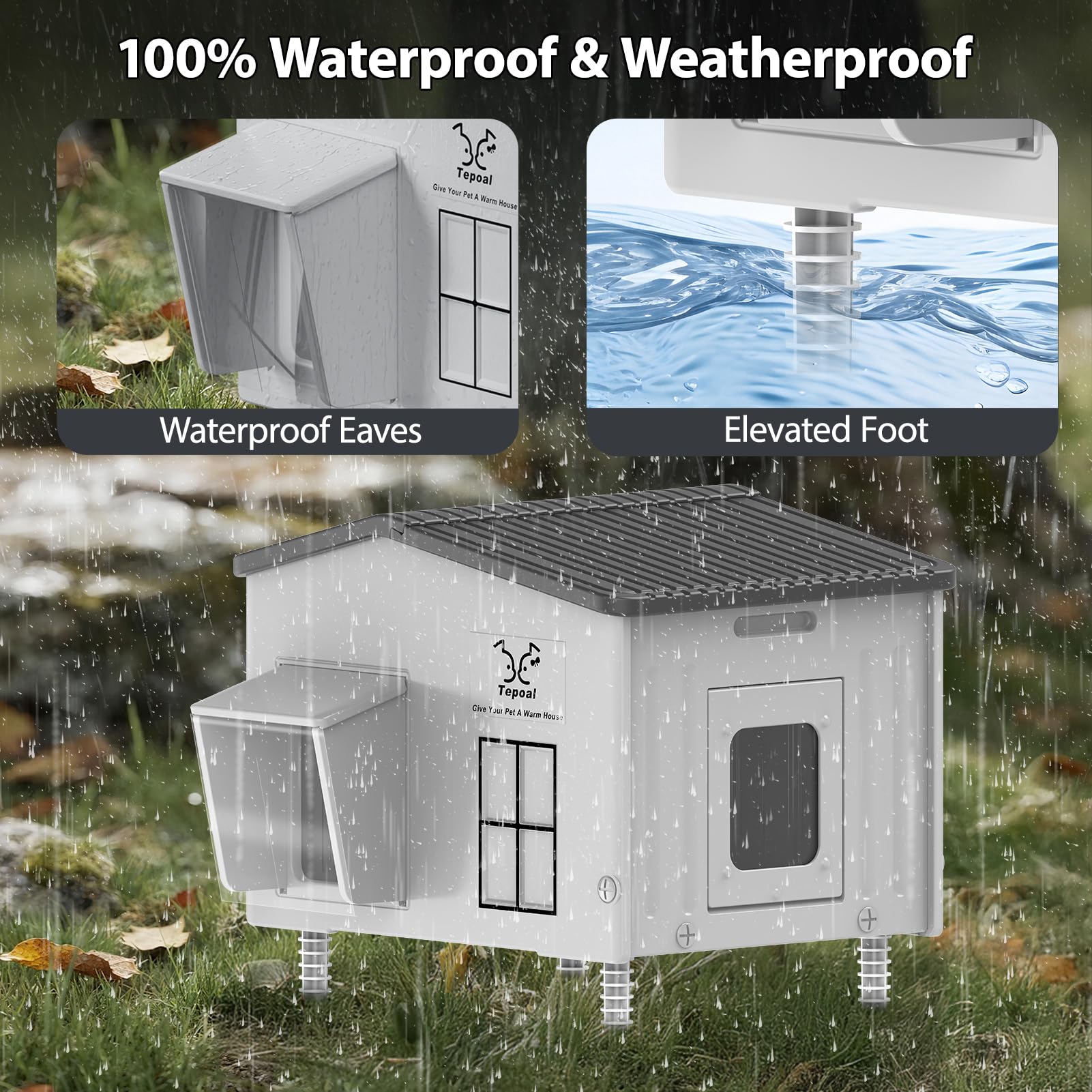GASUR Large Heated Outdoor Cat House – Insulated, Waterproof Shelter With Heating Pad For Stray & Feral Cats