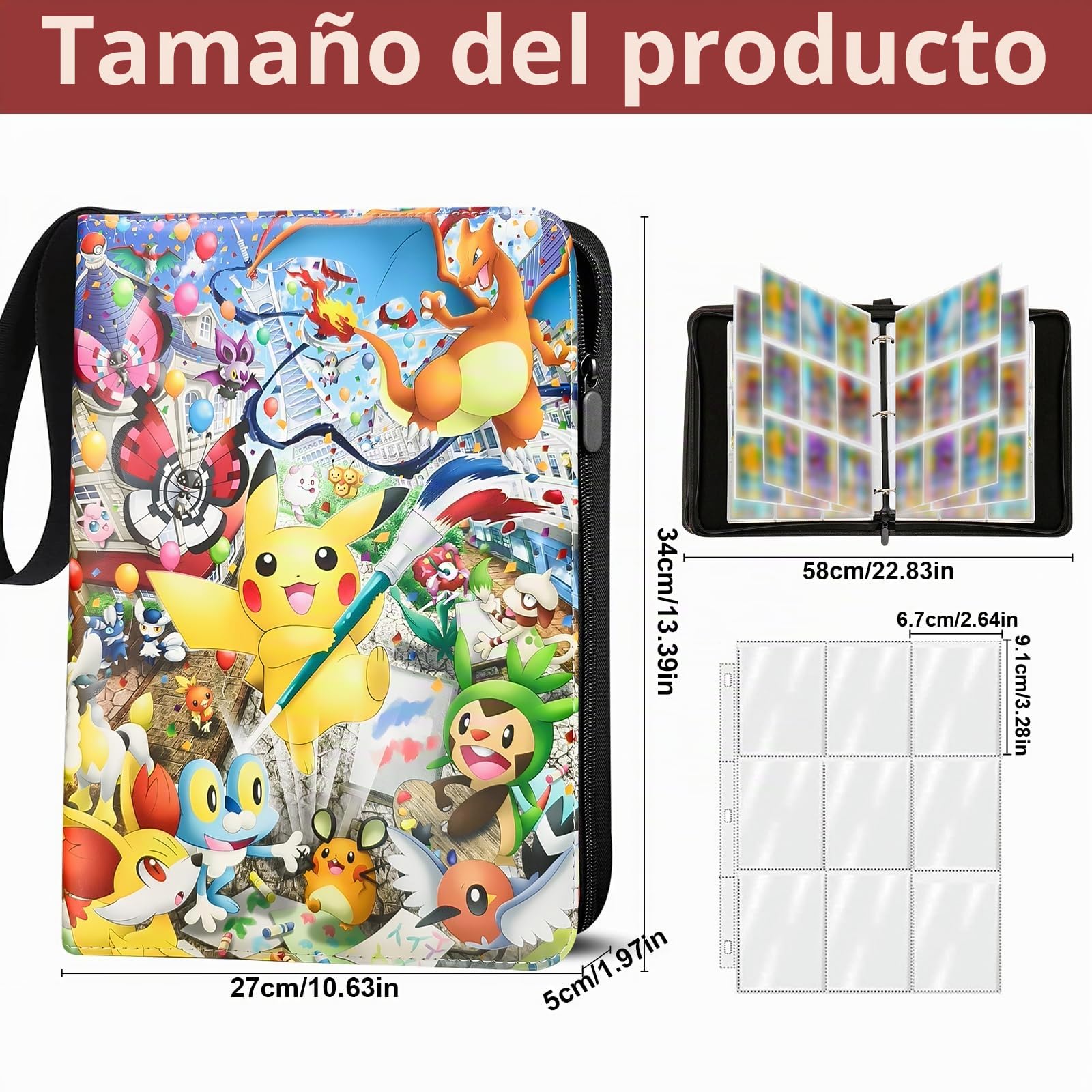 Álbum de recortes para tarjetas, 50 páginas, 900 tarjetas de capacidad, PU impermeable, álbum de tarjetas coleccionables, carpeta portátil, carpeta de tarjetas, cuaderno de 9 bolsillos, colección de