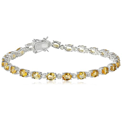 MockWares Collection Yellow Gold Citrine and Diamond Tennis Bracelet