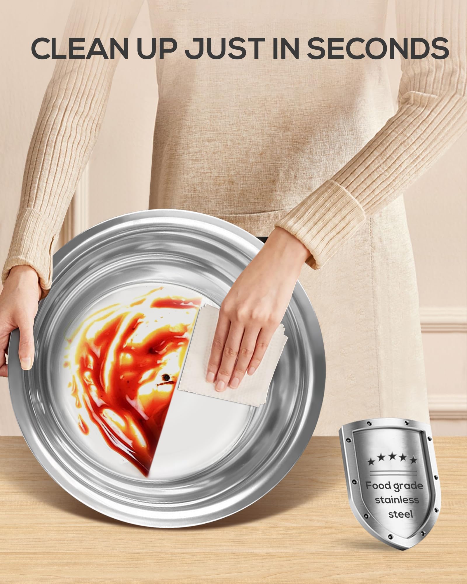 Chafing Dish Buffet Set 5L, Set Buffet da 2 pezzi in Acciaio Inossidabile, Contenitori per Mantenere Caldo, Rotondo Scaldavivande per Servire per Catering Ristoranti Feste Matrimoni (Argento - 2 Set)