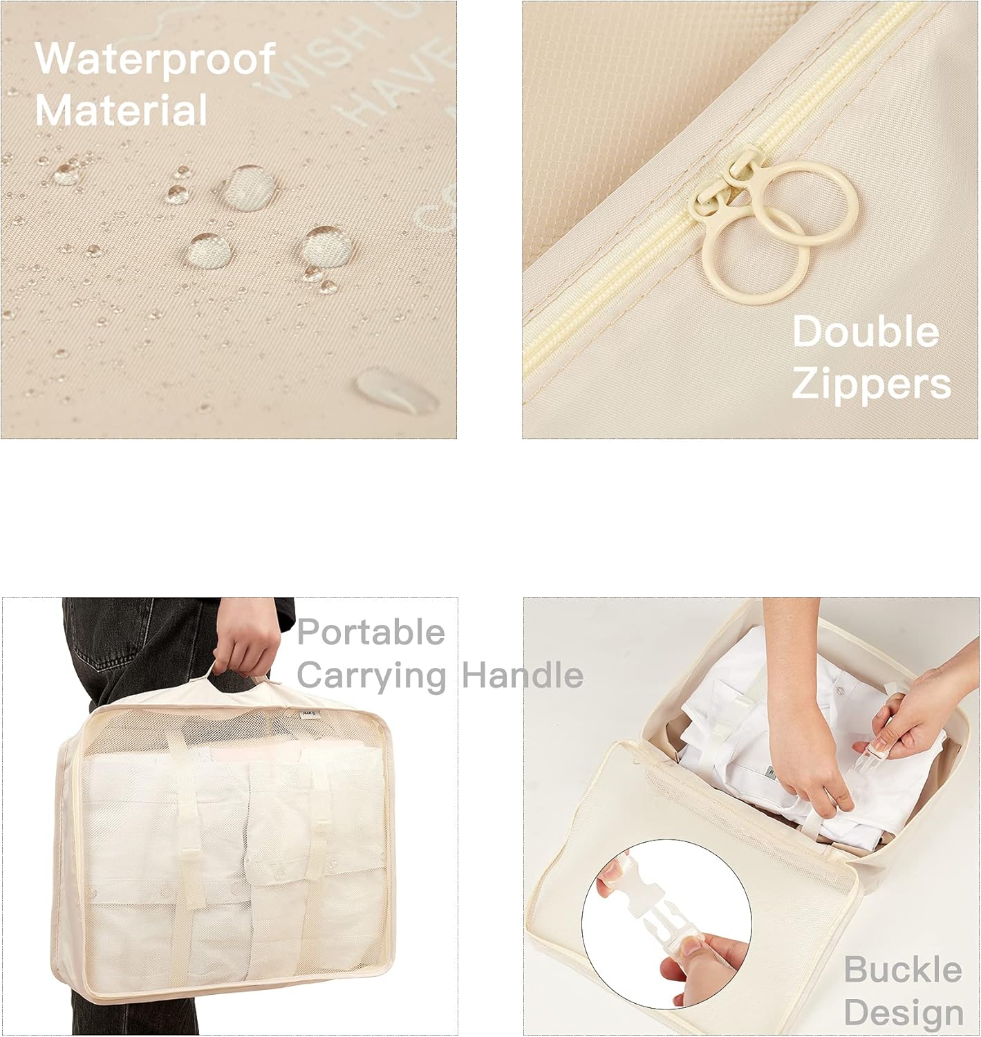 8 Pcs Set Packing Cubes , Lightweight Travel Luggage Packing Organizers With Toiletry Bag And Shoes Bag For Travel Accessories (Beige) : Clothing, Shoes & Jewelry