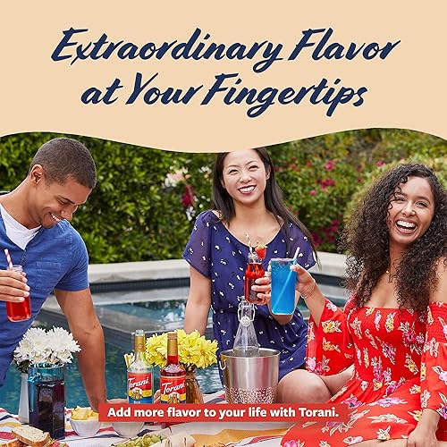 Miniatura 7 de Torani Variedad de jarabe de fruta, paquete de 6, sabor a fresa, melocotón, frambuesa, mora, naranja y cereza para bebidas, bombas incluidas, 25.4