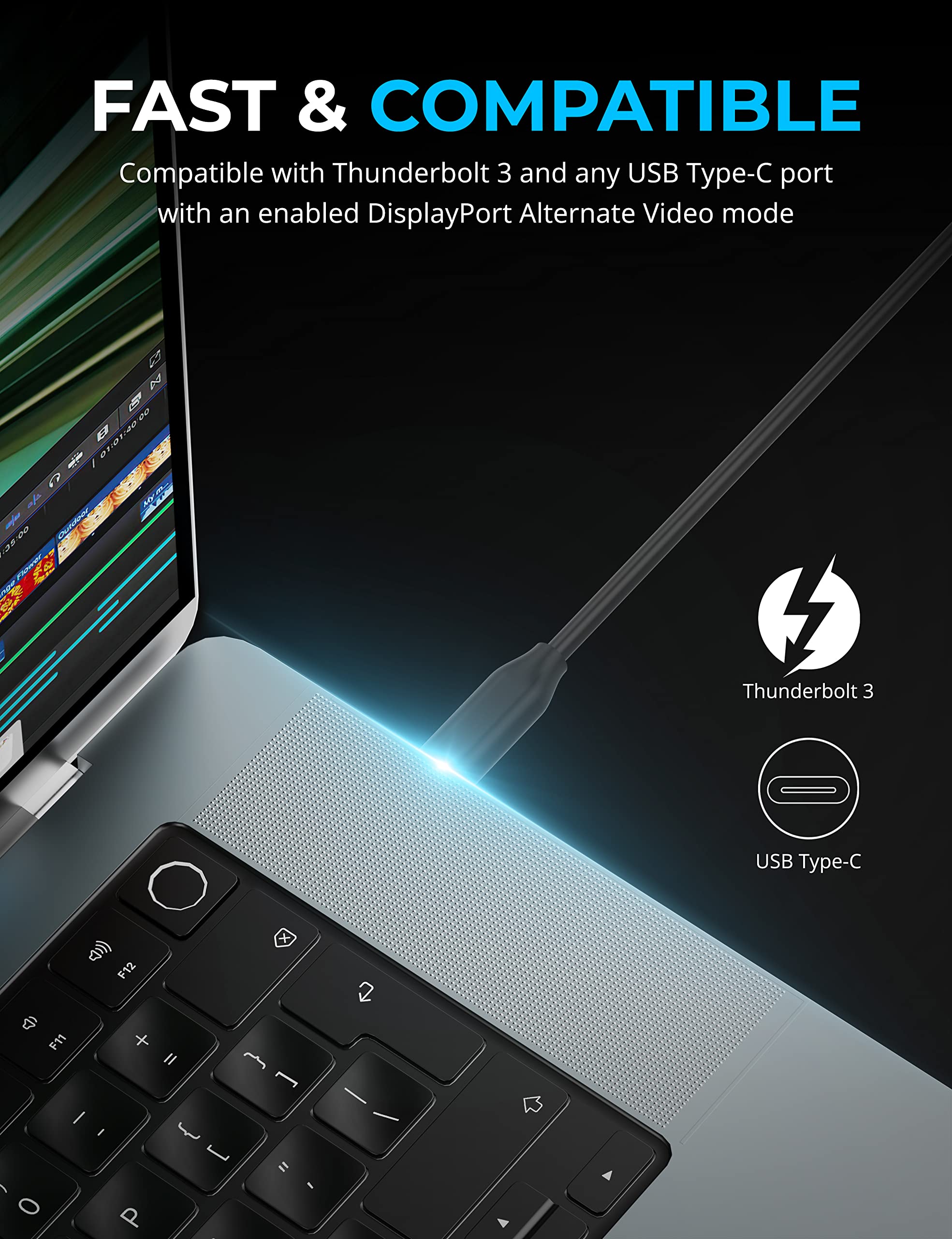 SABRENT Rozdzielacz HDMI, HDMI na USB C, 4K przy 60 Hz, adapter USB C na HDMI, 1 do 3 portów, akcesoria do laptopa, kabel portu wyświetlacza, kompatybilny z Thunderbolt 3 (DA-H2D1)