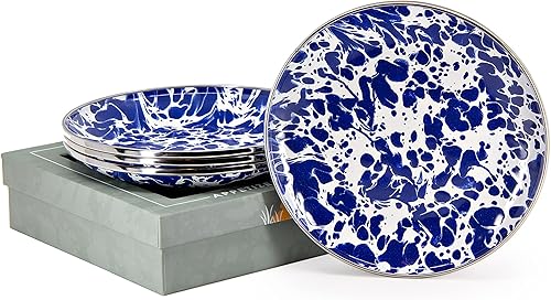 Golden Rabbit Esmalte - Juego de 4 platos de aperitivo Set de regalo (remolino de cobalto)