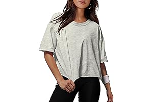 Cotton T-shirts for Women, Soft Oversized Crop Top Gym Clothes Workout Tops