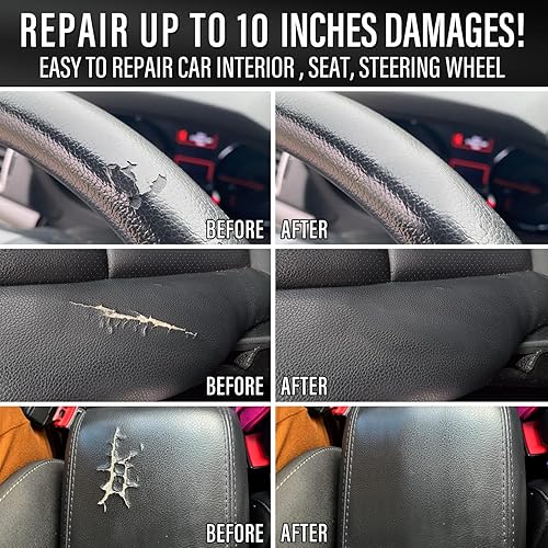 Miniatura 3 de Kit de reparación de cuero negro para el interior del automóvil, kit de reparación de vinilo para asientos de automóvil, sofá, barco, sofá y bolso,