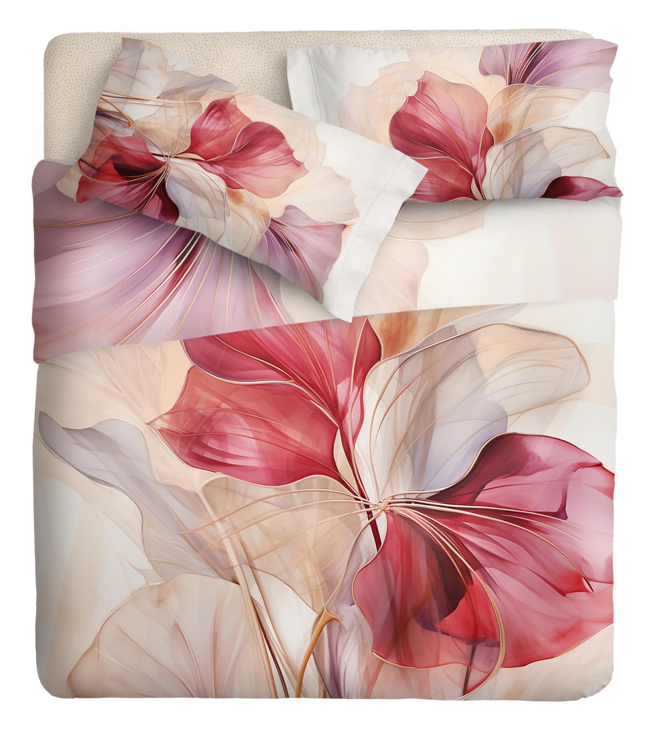 IPERSAN Parure Lenzuola Matrimoniale, 100% Cotone Percalle, 1 Lenzuolo da sopra 260x300cm + 2 Federe 83x52cm, Balza Reverse, Tessuto Finissimo, Stampa Digitale ad Alta Risoluzione, Made in Europe