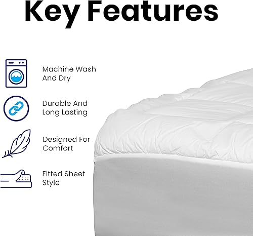 Miniatura 4 de Flash Furniture Capri - Cómodo colchón para dormir, parte superior de algodón, bolsillos profundos, hipoalergénico, matrimonial, color blanco