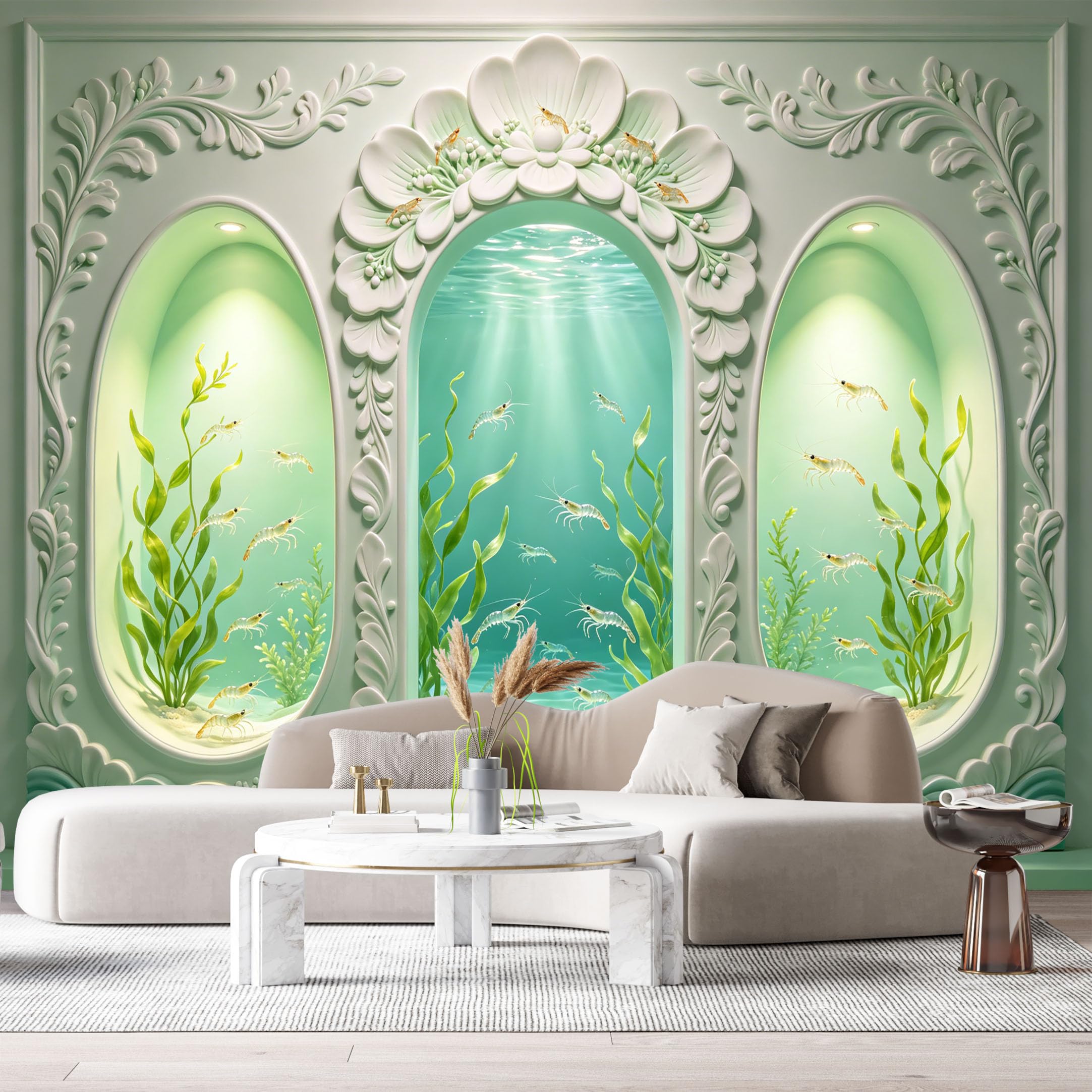 Custom Size Wall Murals Window Ocean Marine 3D Trompe L'Oeil SelfAdhesiveWall Fabric Removable Wallpaper Wall Decor for Living Room Bedroom Bathroom