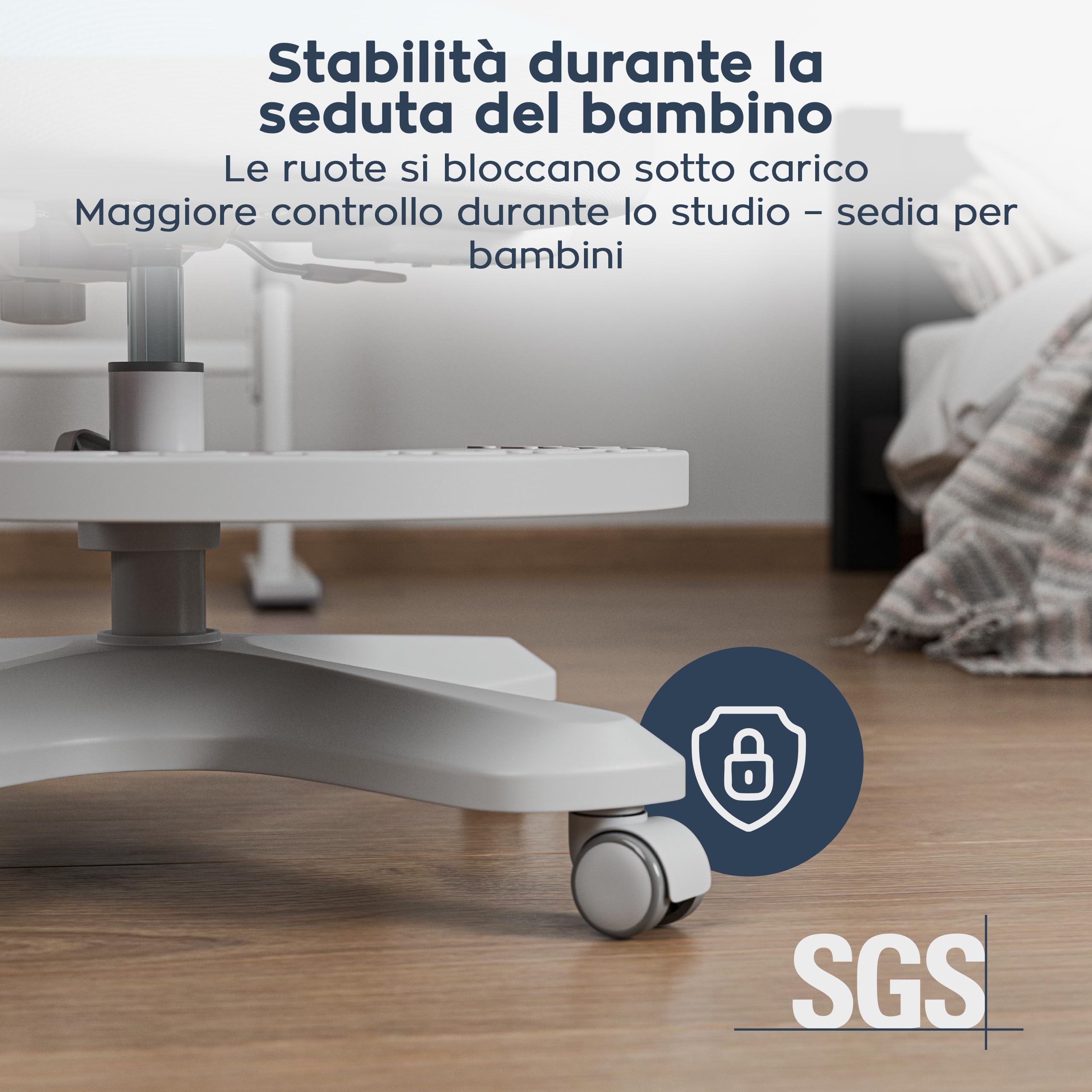 MARK ADLER Junior 4.6 Sedia ergonomica per bambini da scrivania girevole - altezza regolabile - schienale regolabile - rotazione a 360° - braccioli pieghevoli - ruote di gravità - poggiapiedi – Grigio