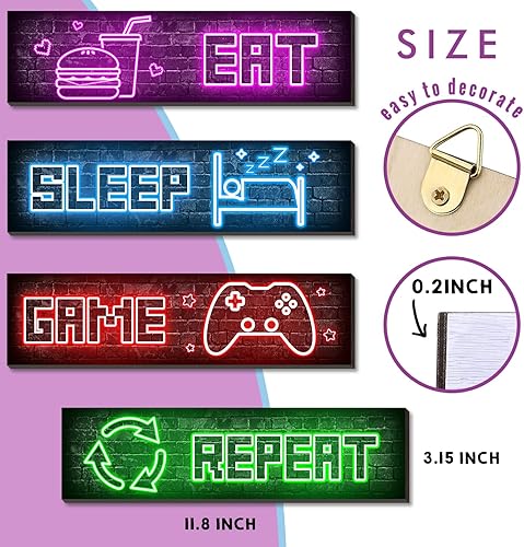 Miniatura 2 de Juego de 4 decoración de pared de neón, divertida placa de arte de neón para juegos, decoración de pared, perfecta para sala de estar, comedor