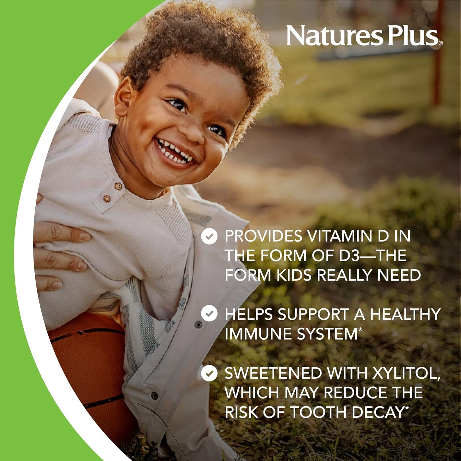 NaturesPlus Animal Parade Sugar-Free Children's Vitamin D3-500 IU - Black Cherry Flavor - 90 Chewable Animal Shaped Tablets - Bone Health & Immune System Support - 90 Servings (Pack of 2)
