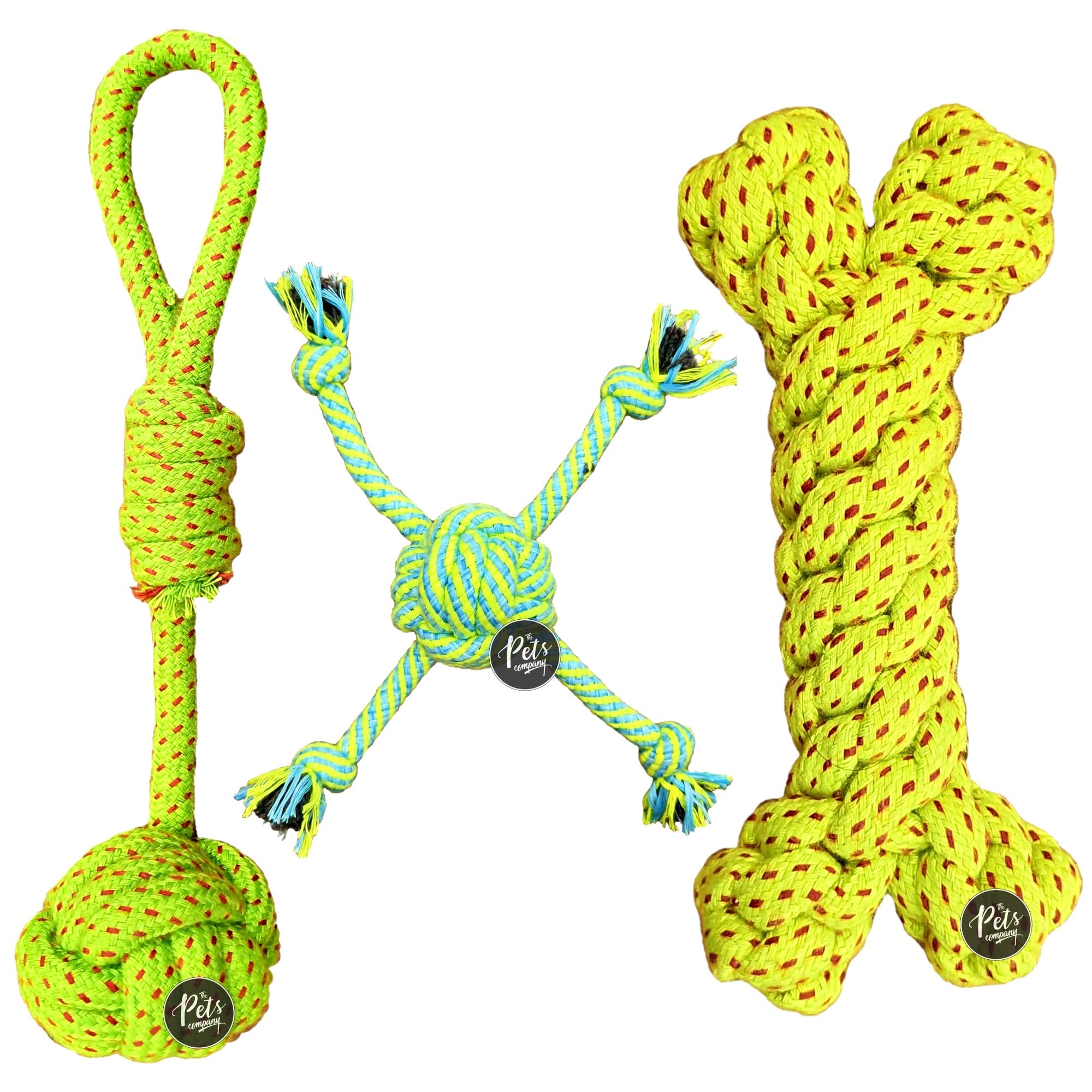 The Pets Company Dog Chew Toys for Puppy Teething & Training (Rope Bone+ Spider 4 Legs + Tug with Knot), Dog Rope Toy Combo of 3 for Small & Medium Dogs (B0BQGQHPCS) Amazon Price History, Amazon Price Tracker