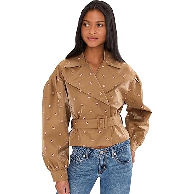 Avec Les Filles Cropped Belted Trench Coat bronze/pink
