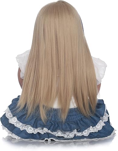 Miniatura 5 de NPK Lifelike - Muñecas de vinilo suave para bebé diseño de rebobinado para niñas de 280in con pelo rubio y ropa para niños y niñas