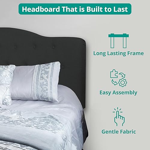 Miniatura 6 de Jessenia - Cabecera capitonada tapizada para cama tamaño Queen, 12 posiciones ajustables, cabecera para montar en la pared, cabecera de tela de