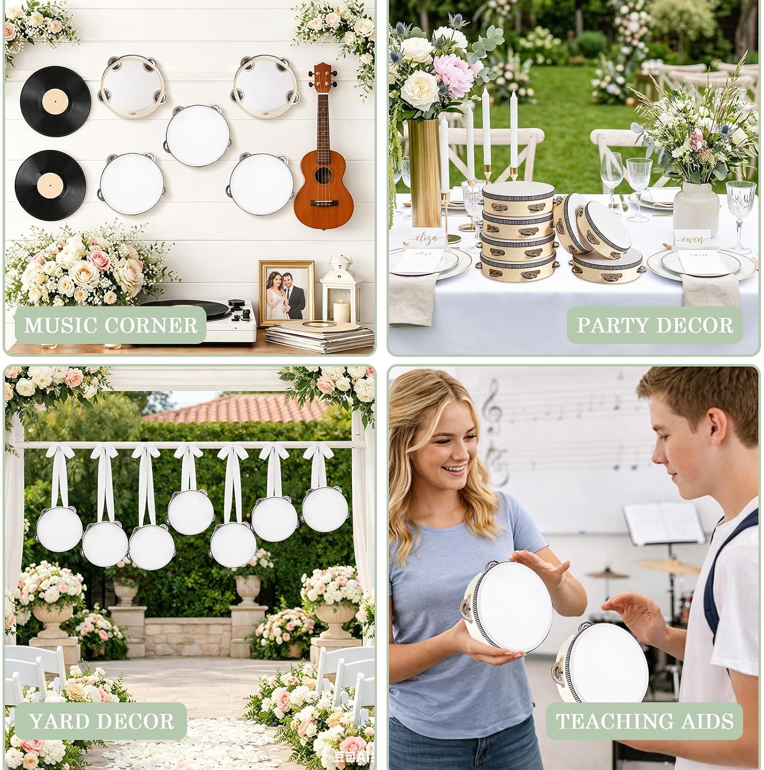 80 Pcs 6 Inch Wedding Tambourine Bulk Drum for Adults Wooden Hand Held Tambourines with Metal Jingles Musical Educational Drum Instrument Percussion Gift Church Wedding Party Favor Games