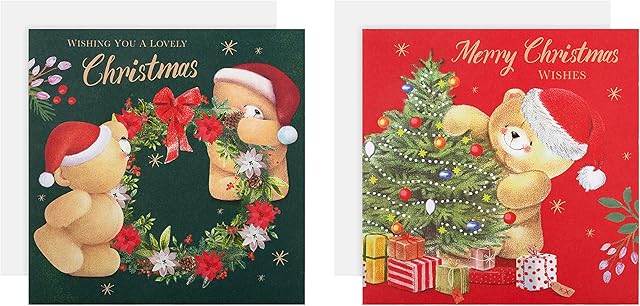 Hallmark Charity Christmas Cards - Pack of 16 in 2 Festive Forever Friends Designs