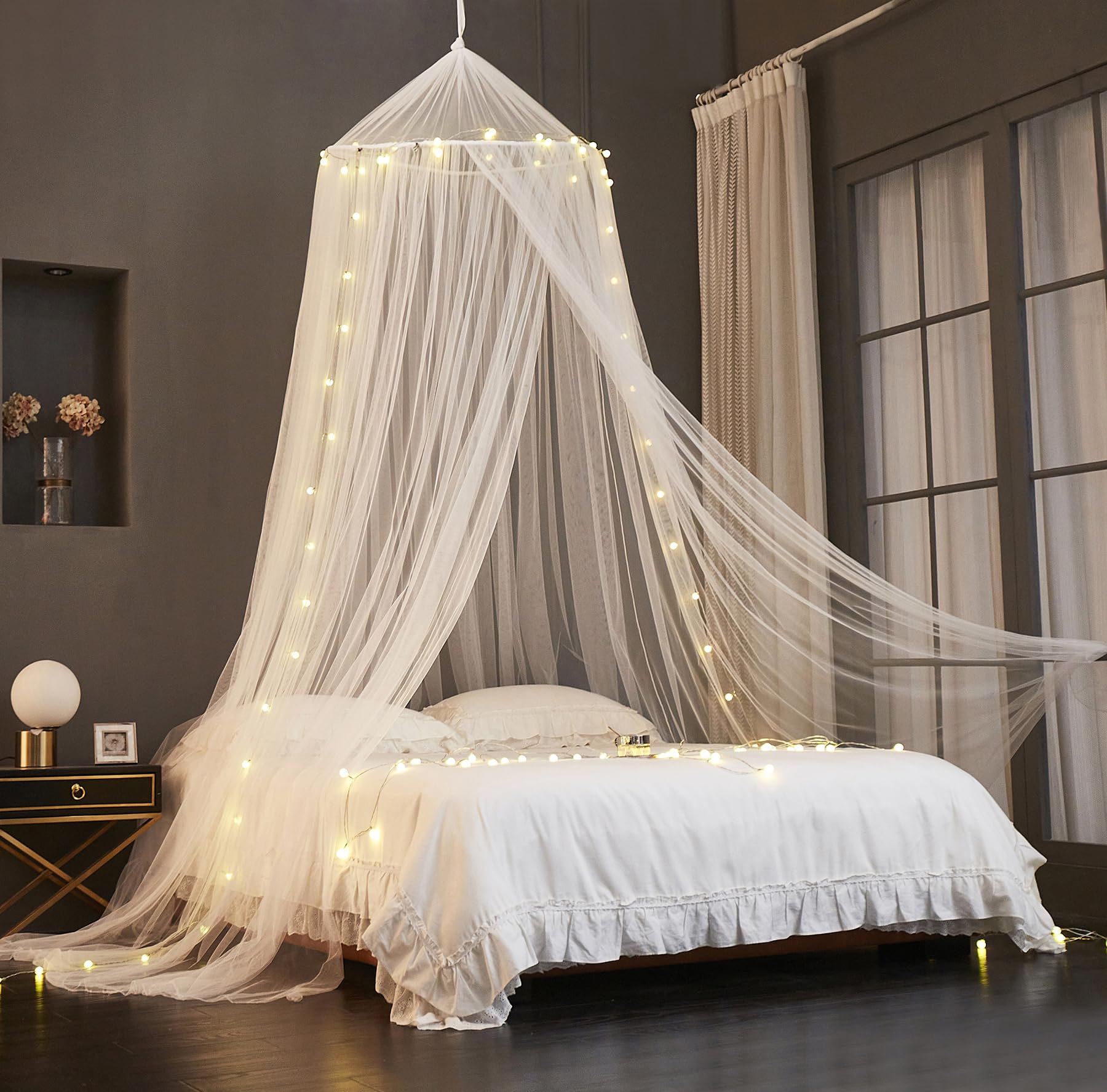 ZIQINPSQ Bed Canopy for Girls,Canopy For Bed,Princess Mosquito Net Play Tent For Kids,Hanging Bed Net Cover For Girls Room Decor (White) - Image 3