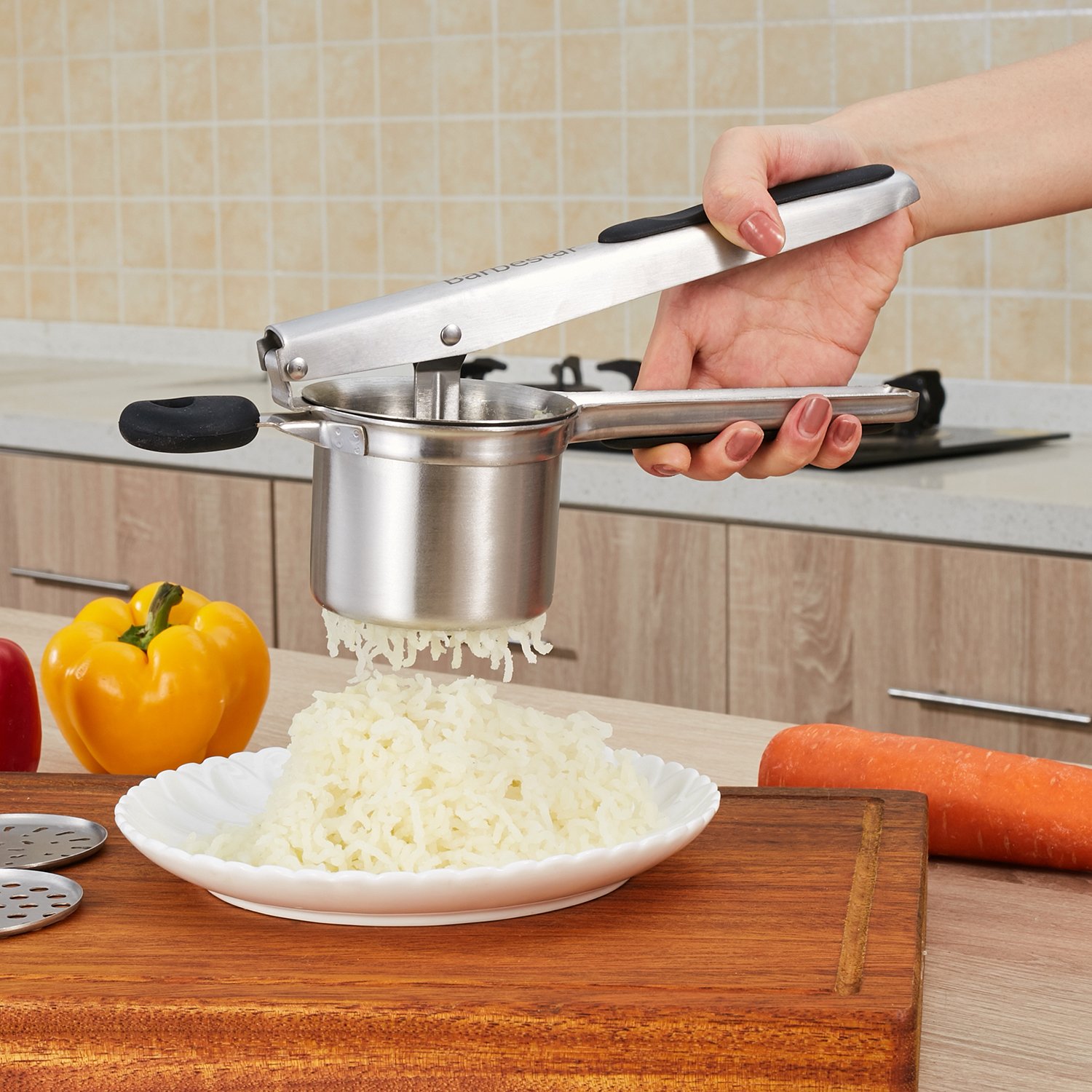 Barbestar Stainless Steel Potato Ricer, Food Press , Fruit Masher, with