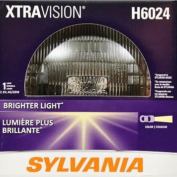SYLVANIA - H6024 XtraVision 7 inch Round Sealed Beam Headlight - Halogen Headlight Replacement PAR56 - Delivers More Down Road Visibility Contains 1 Bulb