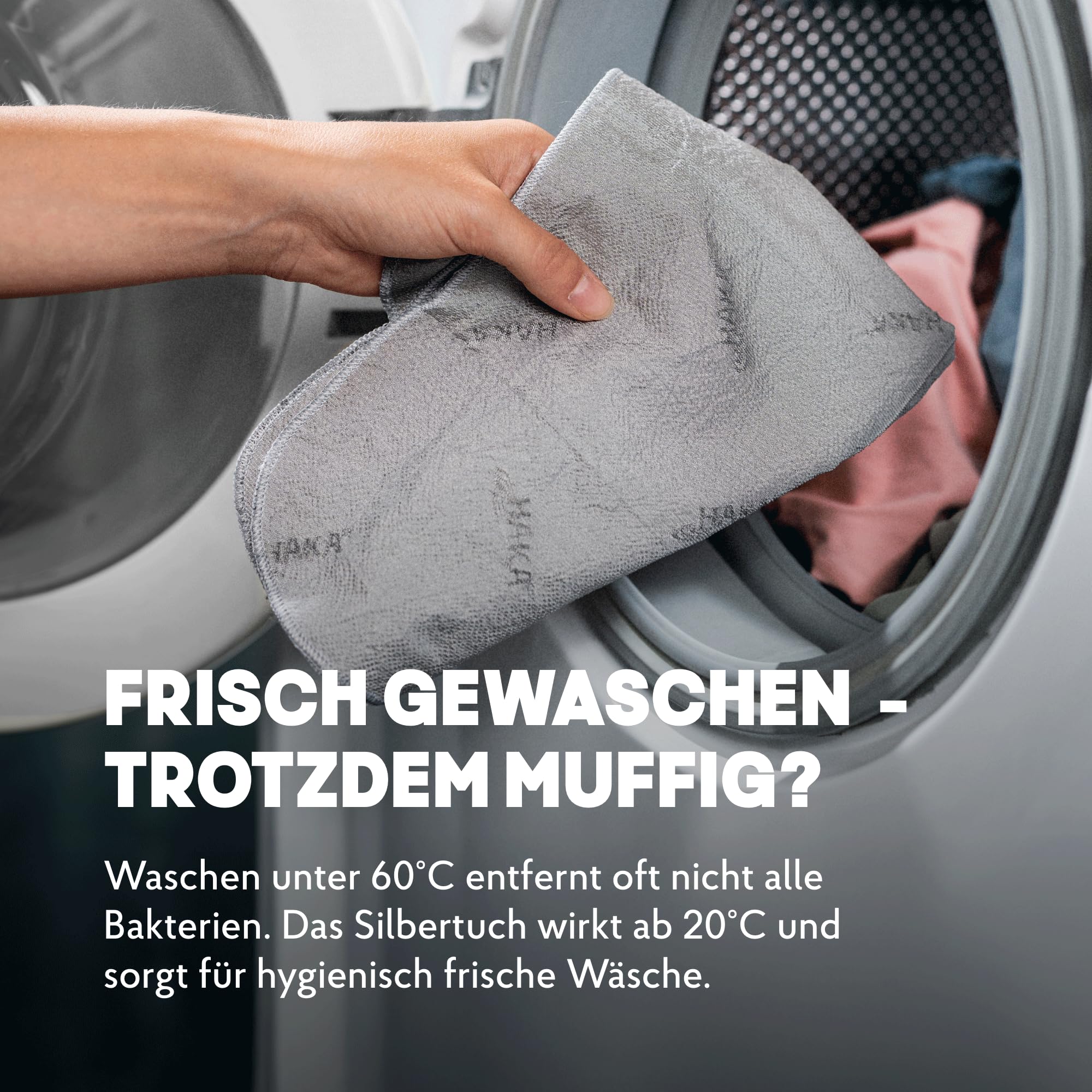 HAKA Hygiene Silbertuch, 1 Stück (150 Waschladungen), antibakteriell, für frische Wäsche, neutralisiert Gerüche, wirkt ab 20 °C, Allergiker geeignet, wiederverwendbar, für Waschmaschine