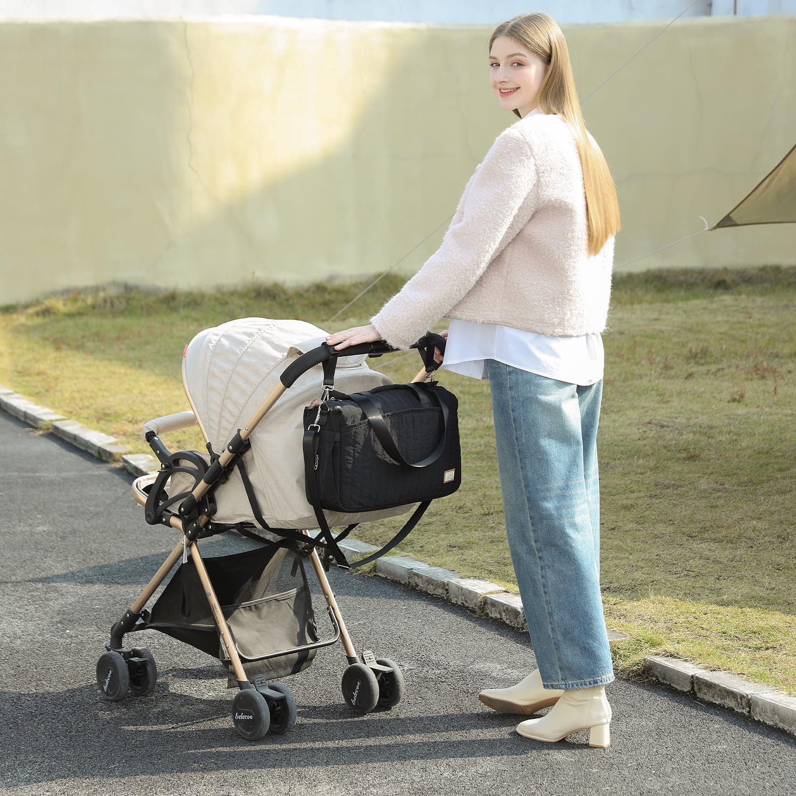 Miss Lulu Sac à Langer Bébé Sac Fourre-tout en Nylon Imperméable pour Maman et Papa, Sacs à Langer à Main Épaule pour Poussette