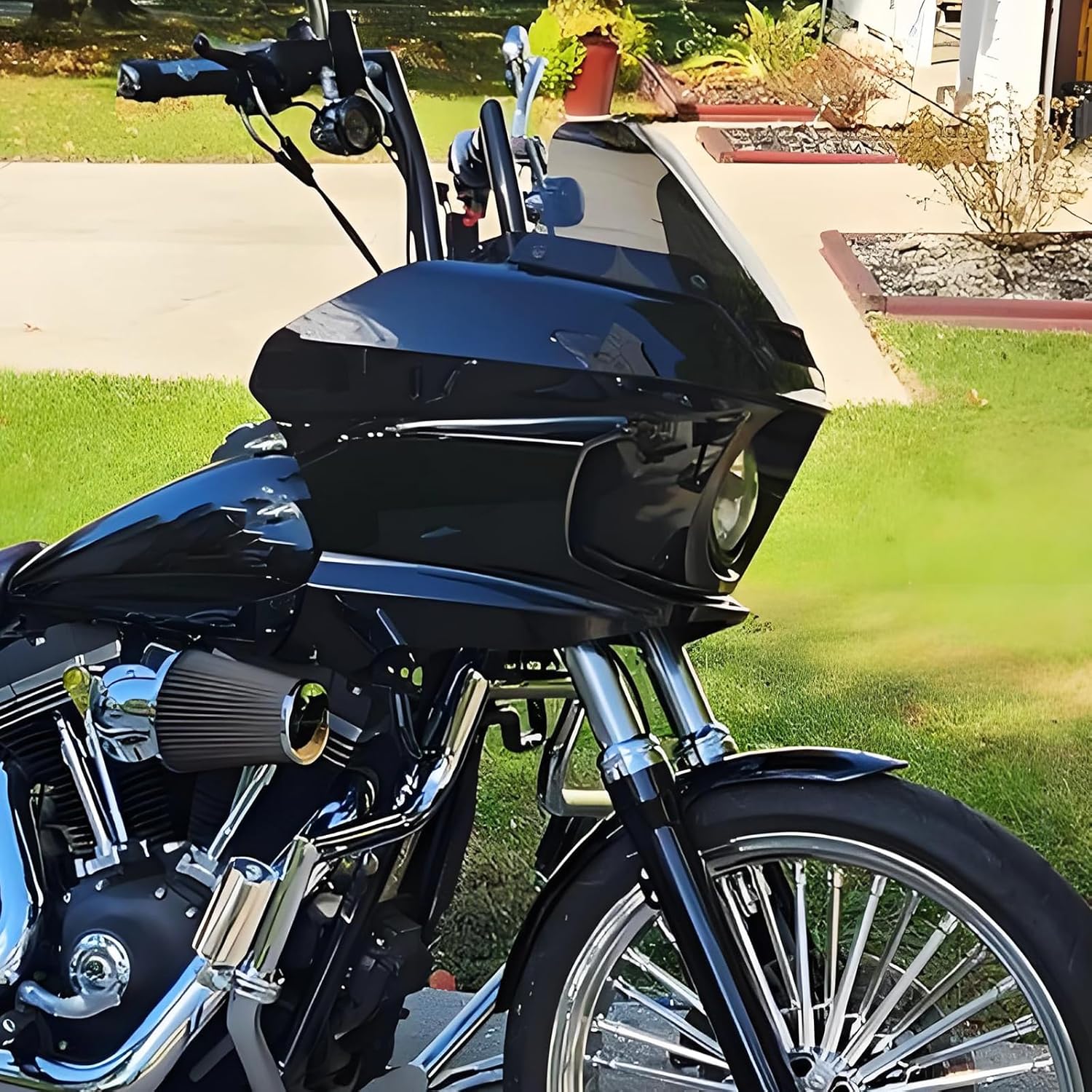 HDBUBALUS Front Headlight Fairing with Black 7" Windshield Fit For Harley Dyna Street Bob Fat Bob FXDF FLD FLD FXDC 2006-2017
