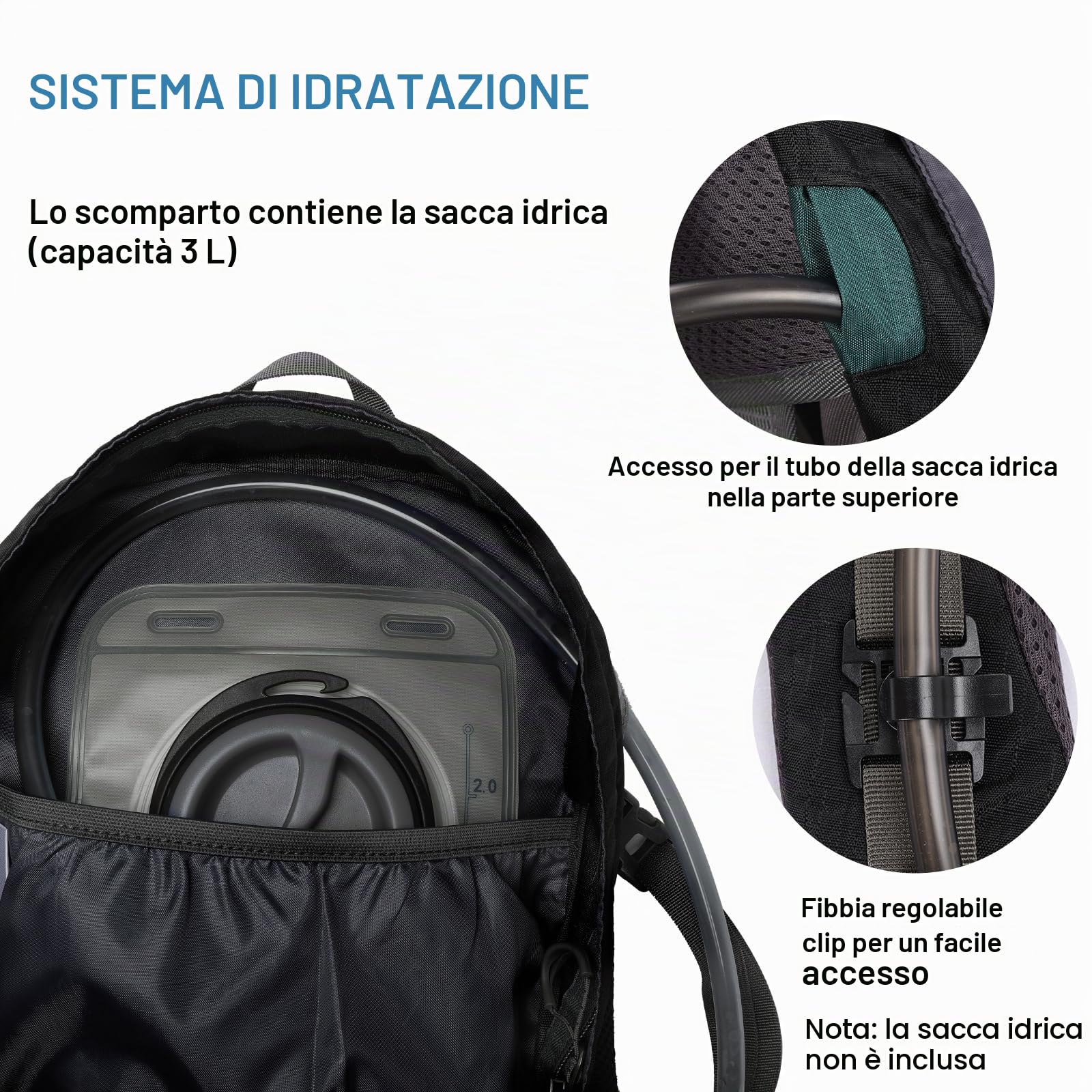 Zaino da trekking con telaio interno con supporto posteriore traspirante per uomo e donna, piccolo zaino da campeggio con copertura antipioggia, verde